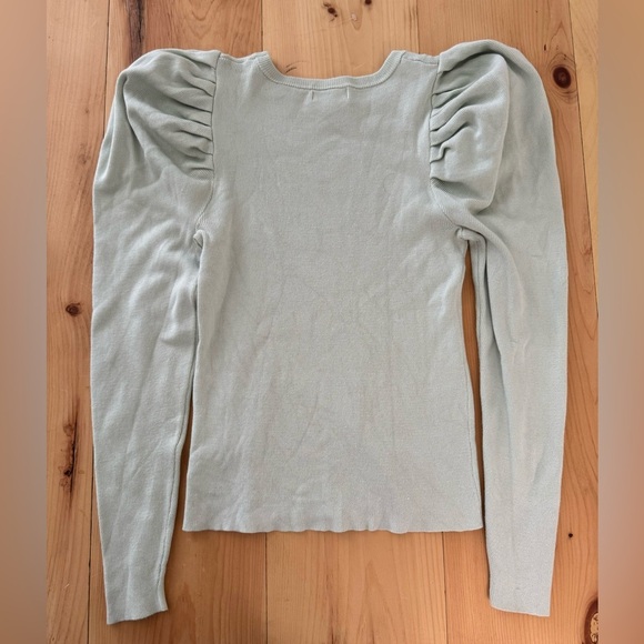 Prologue Puff Long Sleeve Crew Neck Mint Green Pullover Tight Knit Shirt Small - Picture 3 of 6